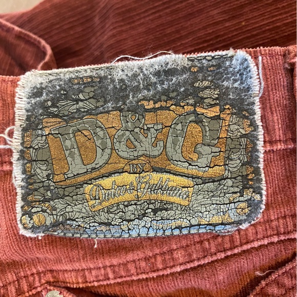 Dolce & Gabbana D&G Corduroy Pants Straight Leg Red Maroon Vintage Look 28 42 - Picture 9 of 13